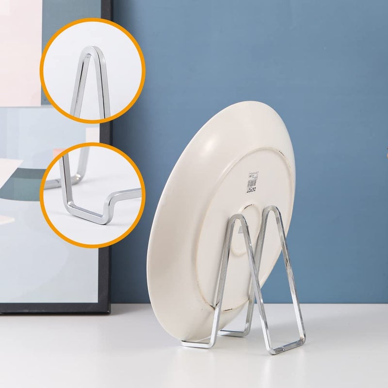 DIDUDIDU Plate Holder Easel Display Stand - 6 Inch Metal Plate Stands For Display - Tabletop Picture Stand - Silver Iron Easels For Display Pictures | Photo Frames | Book | Decorative Plates | Plaque - 3 Pack - Image 4