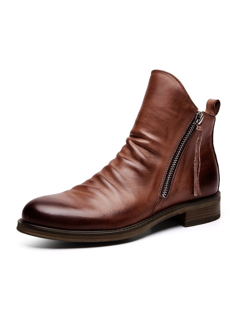 KUYING New Men's Casual Leather Boots - Image 1