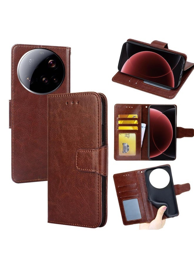 HuHa Case Cover For Xiaomi 15 Ultra Crystal Texture Leather Phone Case(Brown) - Image 1