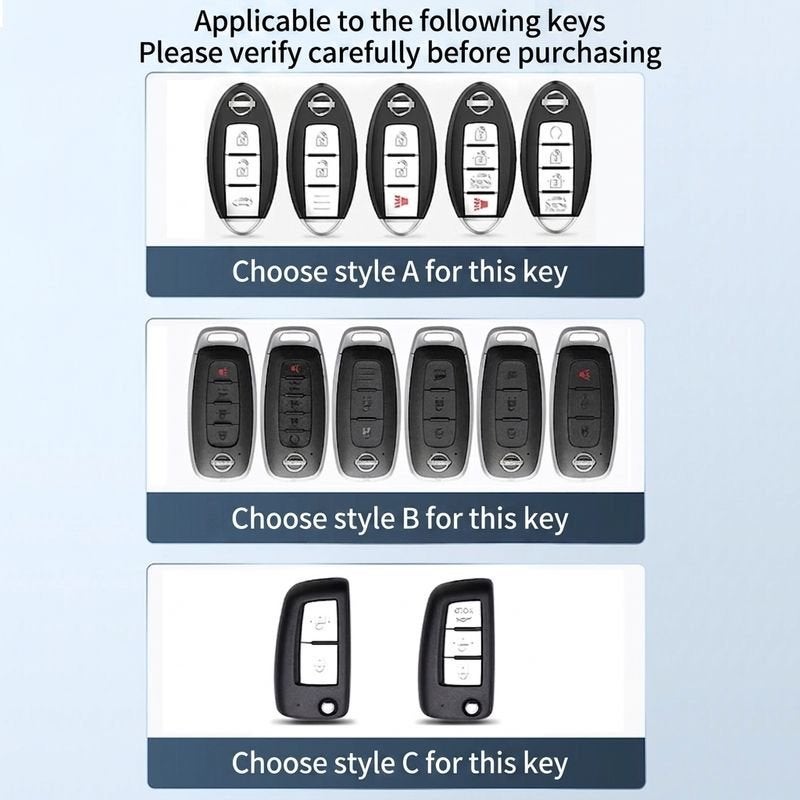 Nissan X-Trail Key Case Cover - Black, with Car Logo or Folding Design