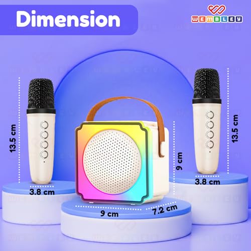 Wembley Dual Karaoke Mic with Speaker for Kids Enhances Singing Fun with Bluetooth Wireless & RGB Lights | Rechargeable & Portable for Girls & Boys - Image 2