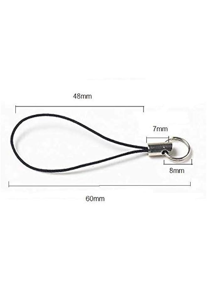 50 Pieces Cell Phone Strap Black with Silver Tone Split Ring for Mobile Cell Phone USB Flash Drive, MP3, MP4, Key Finder  - Image 2