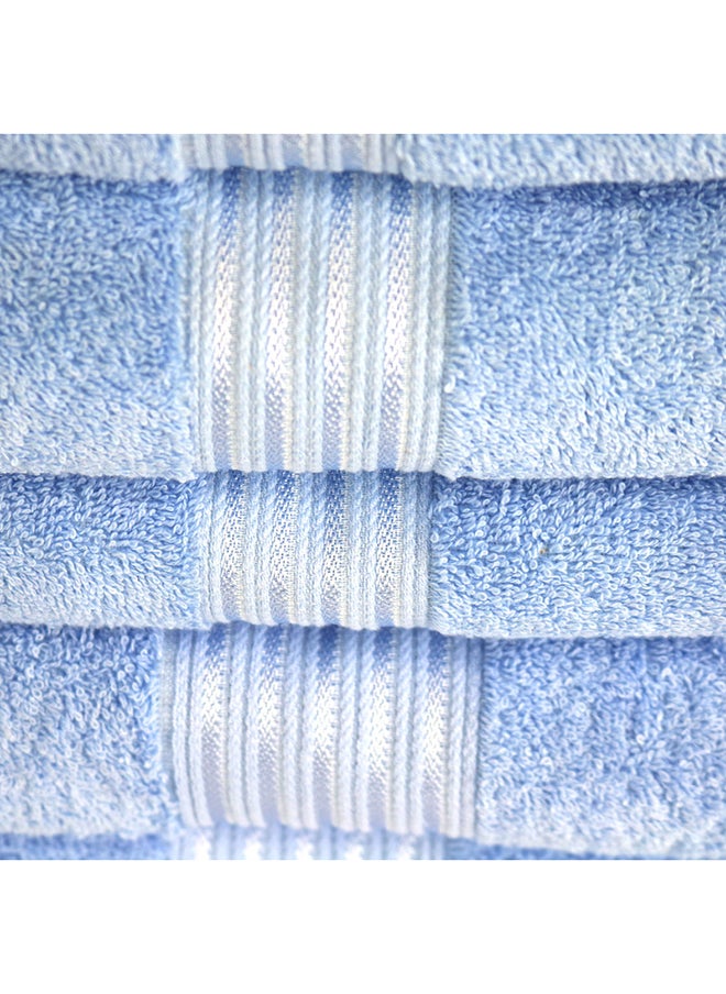 White Rose - 3 Pcs Events Dyed Towel set 550 GSM 100% Cotton Terry Viscose Border 1 Bath Towel (75x145) cm, 1 Hand Towel (50x90) cm, 1 Face Towel (33x33) cm Premiun Look Luxury Feel Extremely Absorbent Blue Color - Image 1