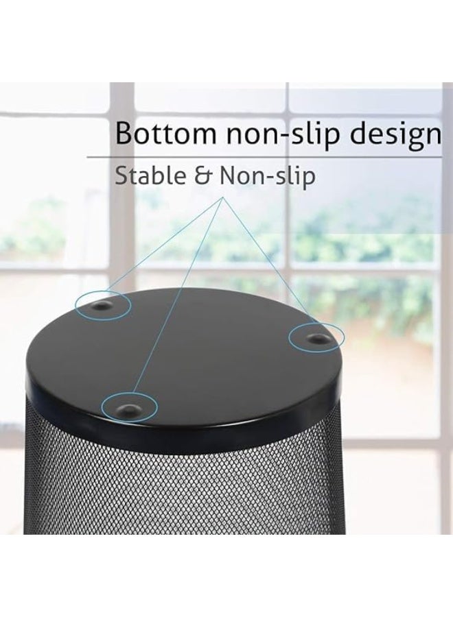 Metal Wire Dustbins Round Paper Trash Mesh Bin Waste Basket For Home Office Use (Black - Set of 3 Different Size) - Image 3