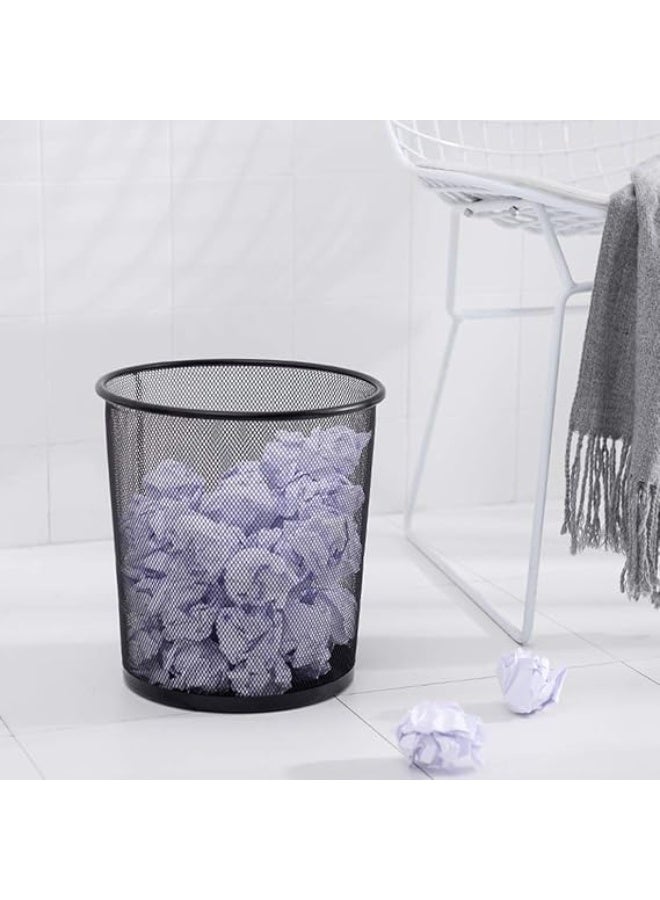 Metal Wire Dustbins Round Paper Trash Mesh Bin Waste Basket For Home Office Use (Black - Set of 3 Different Size) - Image 5