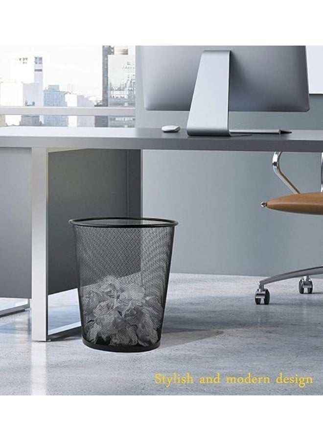 Metal Wire Dustbins Round Paper Trash Mesh Bin Waste Basket For Home Office Use (Black - Set of 3 Different Size) - Image 4