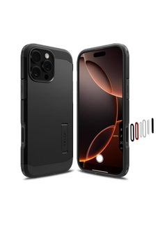 جراب Tough Armor T (Ai) MagFit AI لهاتف iPhone 16 Pro MAX [زر التحكم في الكاميرا] MagSafe مع حامل - أسود