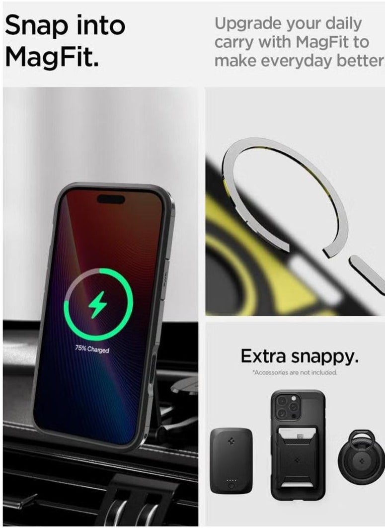 سبايجن - جراب Tough Armor T (Ai) MagFit AI لهاتف iPhone 16 Pro MAX [زر التحكم في الكاميرا] MagSafe مع حامل - أسود - Image 1