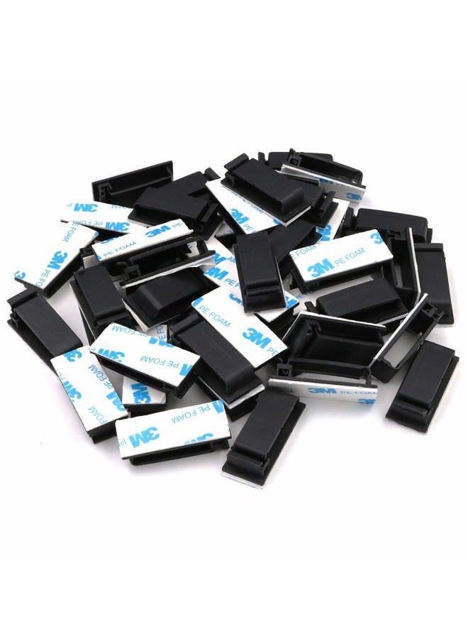 ENVISIONED Cable Clips 3M Adhesive, Multipurpose Wire Clamps for Cable Management and Cable Runs - 50 Pack Black Bundled with 10 Reusable Cable Ties - Image 3