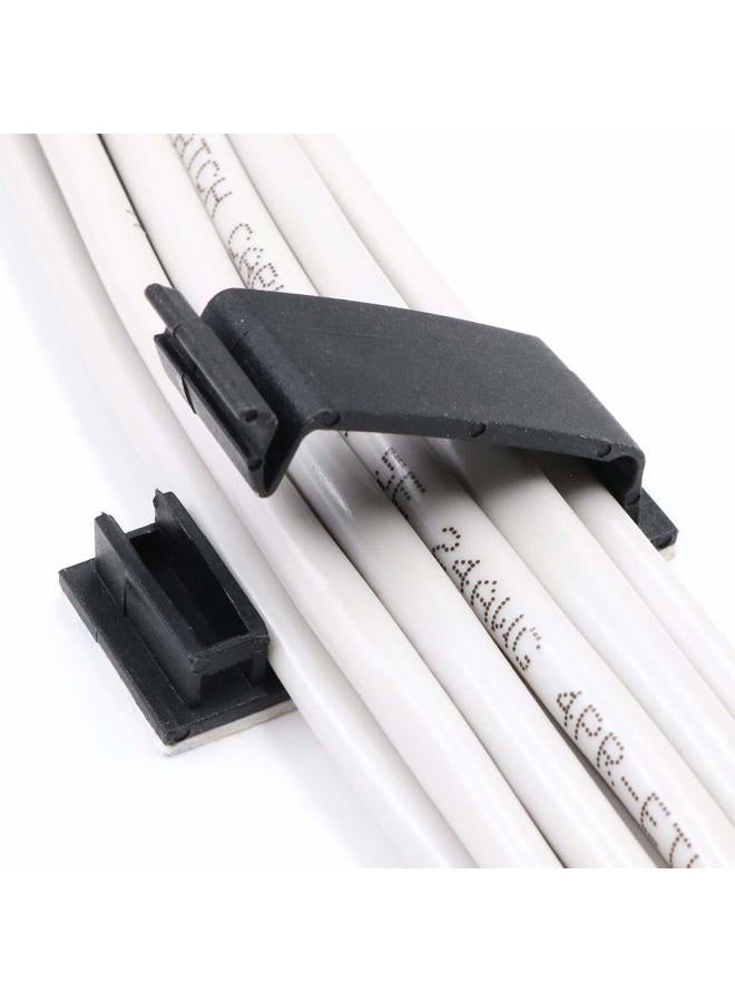 ENVISIONED Cable Clips 3M Adhesive, Multipurpose Wire Clamps for Cable Management and Cable Runs - 50 Pack Black Bundled with 10 Reusable Cable Ties - Image 1