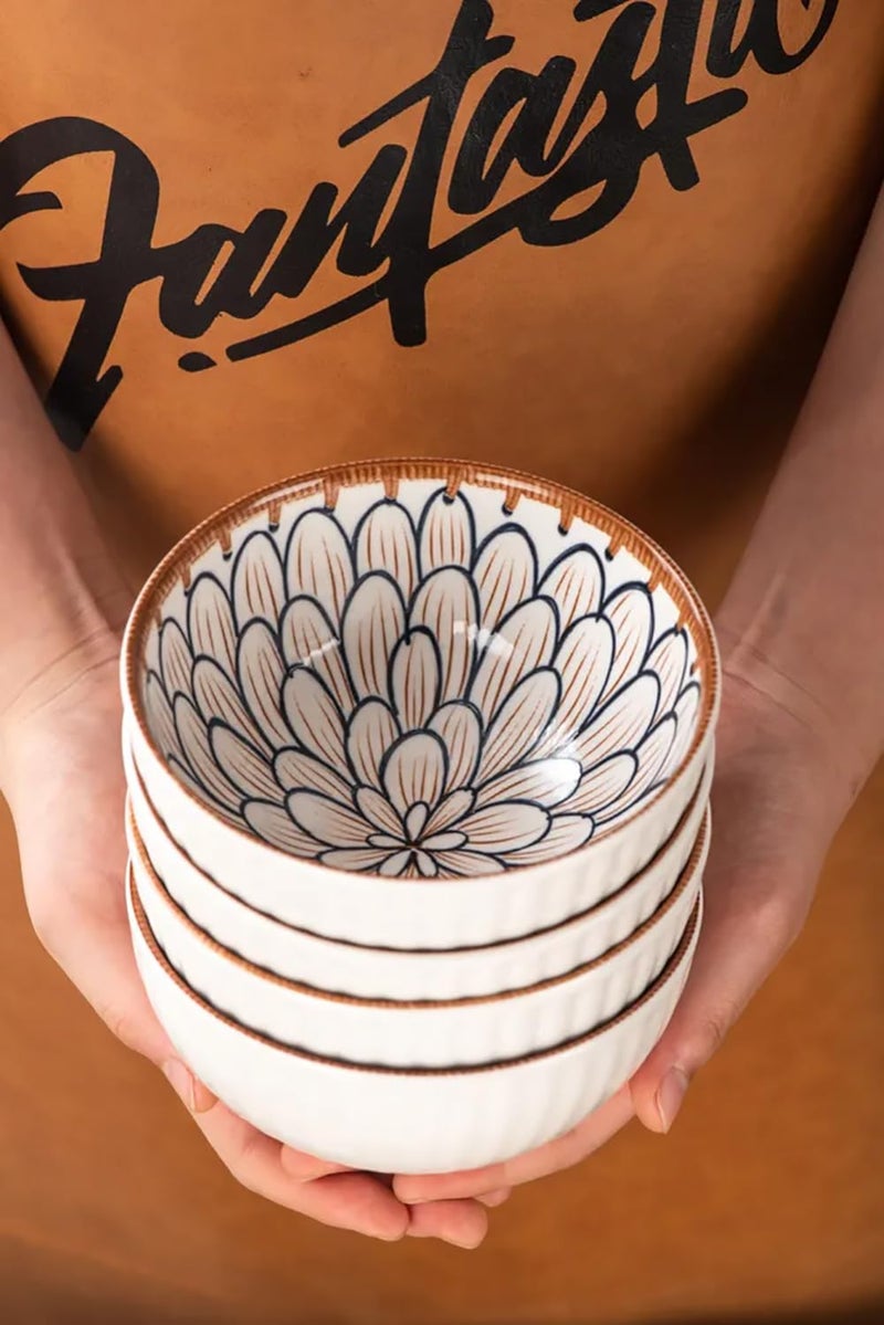 pepplo Porcelain Plates and Bowls Sets Dinnerware Sets Soup Bowls Dinner Plates Ceramic Plates (2 Bowls+1 Plate+ 2 Chopsticks) - Image 3