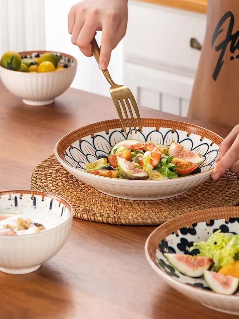 pepplo Porcelain Plates and Bowls Sets Dinnerware Sets Soup Bowls Dinner Plates Ceramic Plates (2 Bowls+1 Plate+ 2 Chopsticks) - Image 5