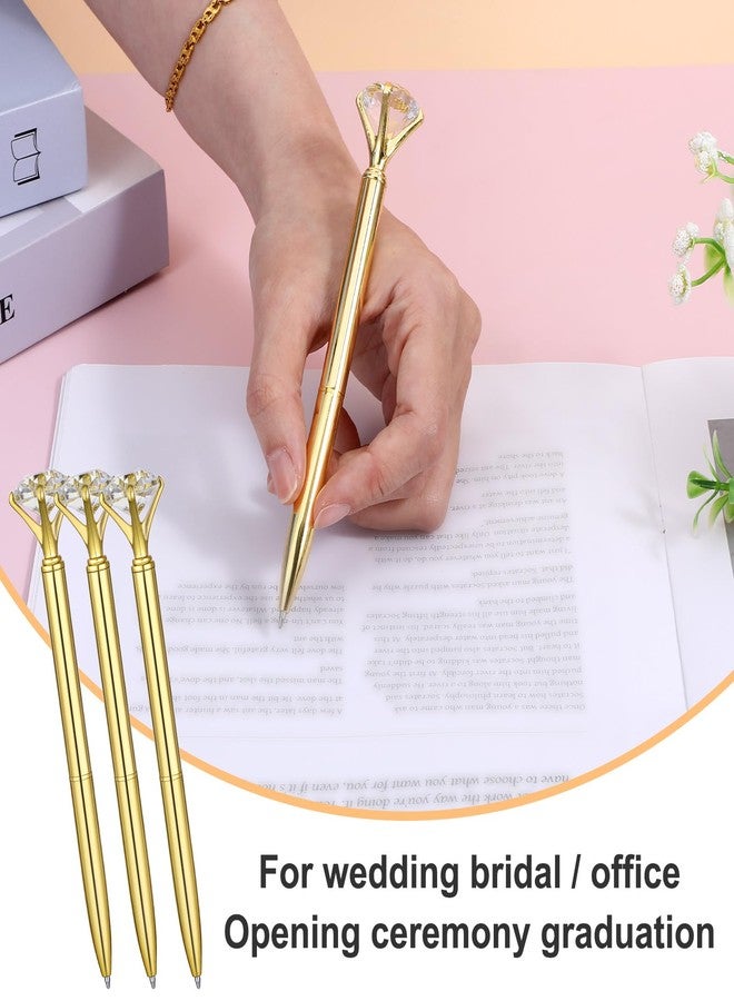 Tobeelec 30 Pcs Bulk Diamond Pens with Crystal Bridal Shower Gifts Metal Bling Ballpoint Pens with Black Ink for Bridal Shower Wedding Party Office School (Gold) - Image 5