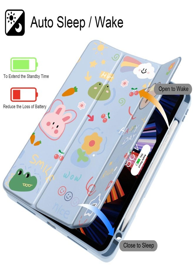 May Chen for iPad Pro 11 inch M2 4th Generation 2022, iPad Pro 11 3rd/2nd/1st Gen, Case with Transparent Shockproof Back Cover [Built-in Pencil Holder, Auto Sleep/Wake, Cartoon Stick Figure - Image 3