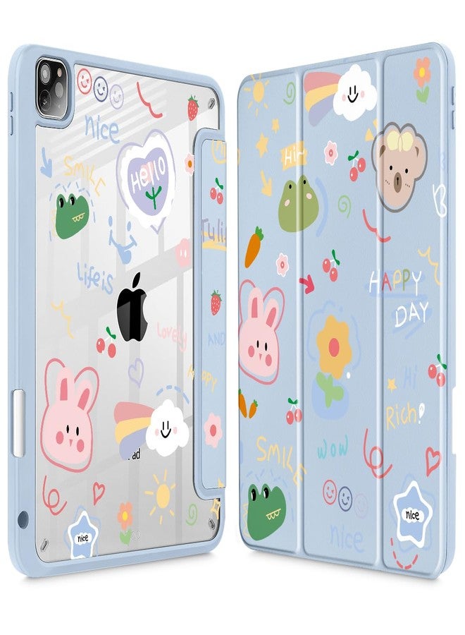 May Chen for iPad Pro 11 inch M2 4th Generation 2022, iPad Pro 11 3rd/2nd/1st Gen, Case with Transparent Shockproof Back Cover [Built-in Pencil Holder, Auto Sleep/Wake, Cartoon Stick Figure - Image 1