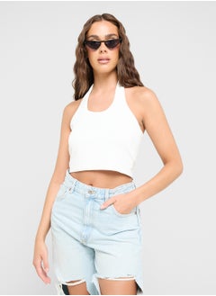 Ginger Halter Neck Ribbed Vest  - Image 1