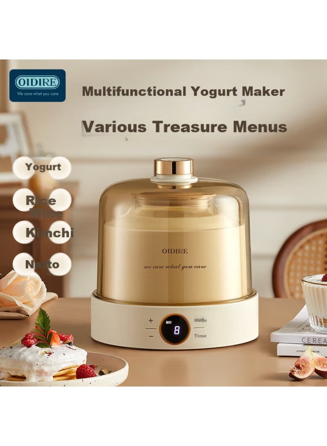 Oidire Yogurt Maker, Home Automatic Yogurt Fermentation Machine For Natto, Rice Wine, Kimchi Fermentation, Pet-friendly Constant Temperature Water Dispenser, 1l Full Glass Inner Tank, Odi-sa23 - Image 1