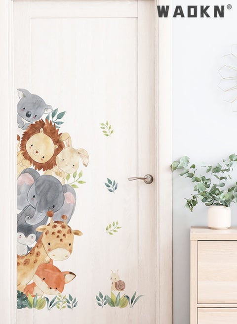 Cartoon Animal Door Stickers,Cute Elephants,Giraffes,Self-adhesive Wall Stickers,Children's Room Decoration Stickers
