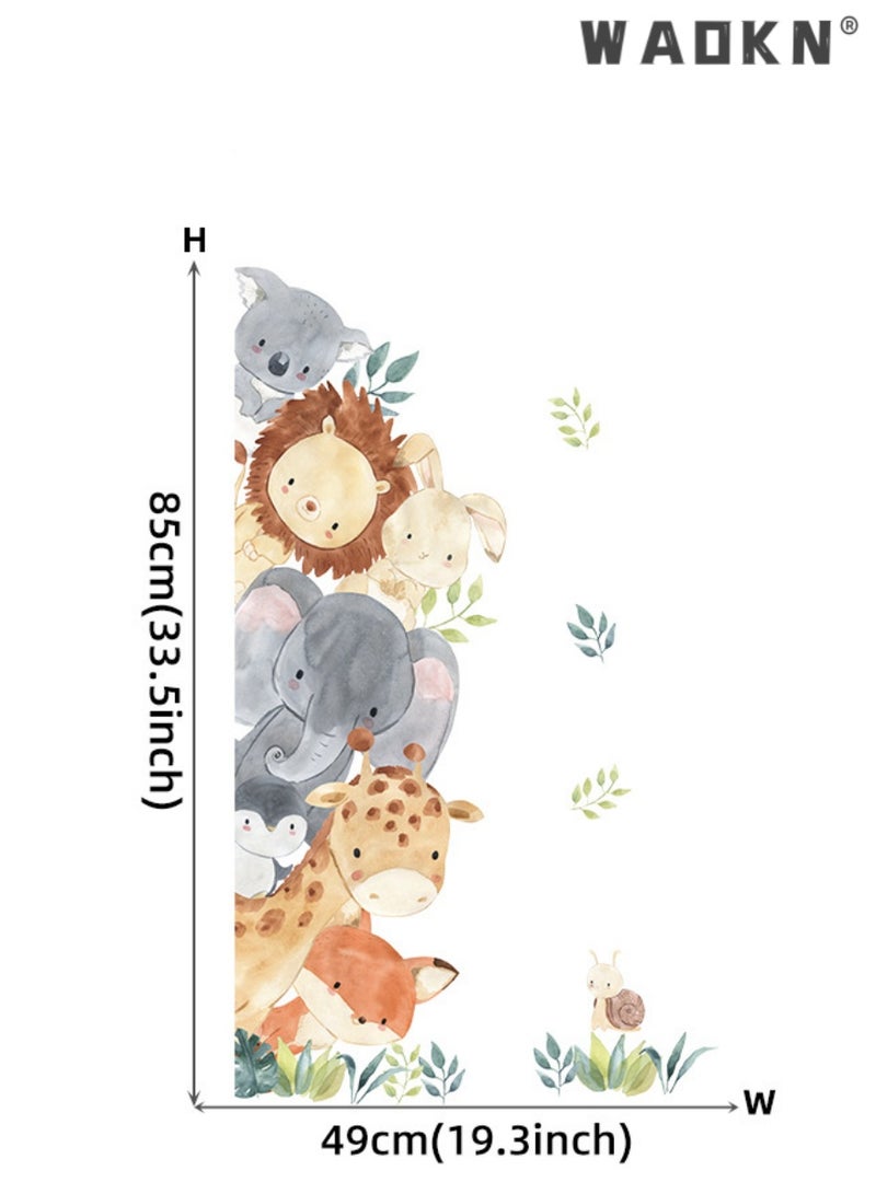 دبليو أيه أو كي أن ملصقات باب الحيوان الكرتون ، الفيل لطيف ، والزرافات ، ملصقات الحائط ذاتية اللصق ، ملصقات ديكور غرفة الطفل - Image 4