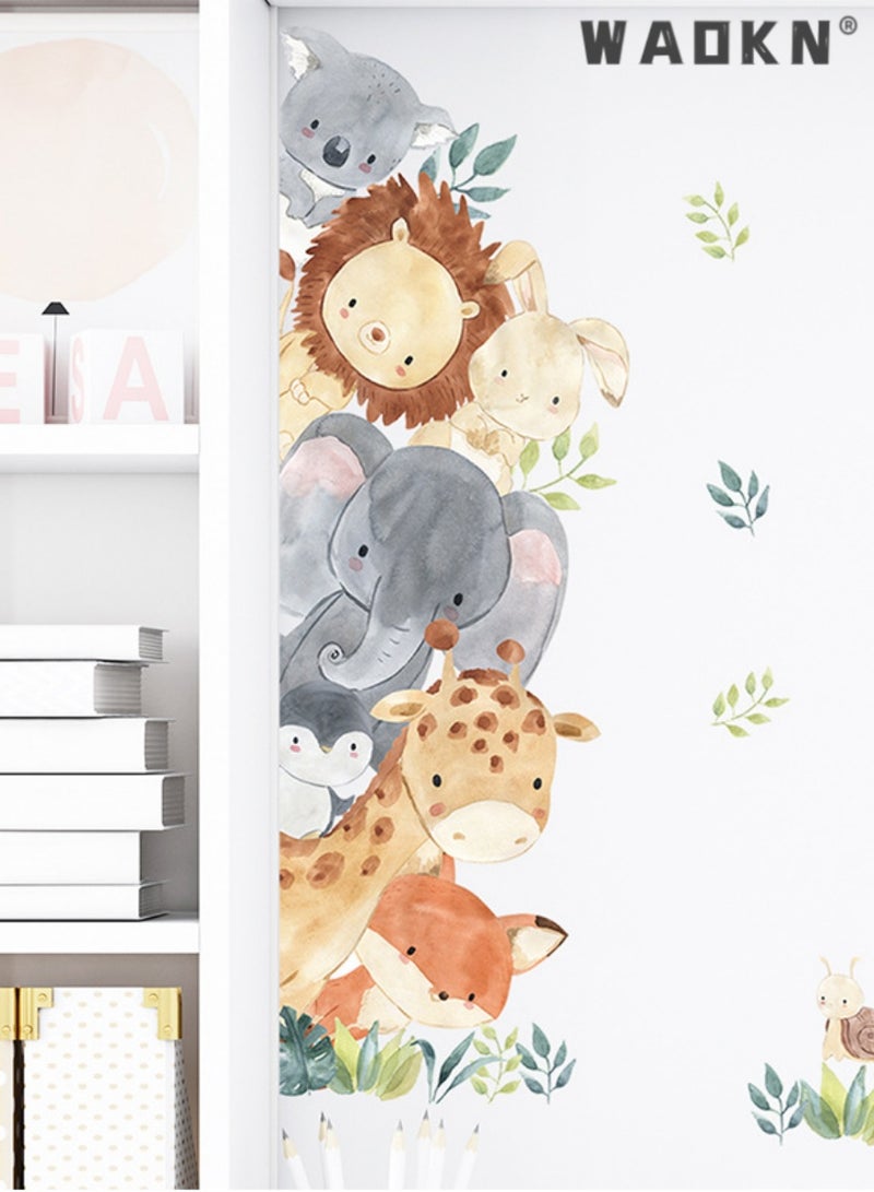 دبليو أيه أو كي أن ملصقات باب الحيوان الكرتون ، الفيل لطيف ، والزرافات ، ملصقات الحائط ذاتية اللصق ، ملصقات ديكور غرفة الطفل - Image 3
