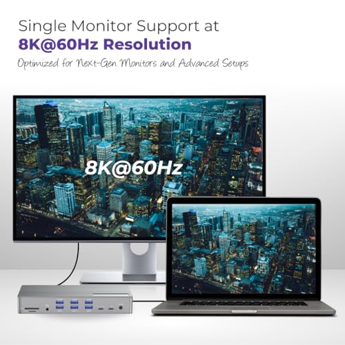Smartlinx Thunderbolt 4 Dock with DisplayLink - USB-C/A MacBook Docking Station, Chrome, Windows 10/11 Compatible - 21 Ports, Dual/Triple/Quad/5 Monitor Support - 40Gbps, 150W Charging, 8K/4K Display - Image 3
