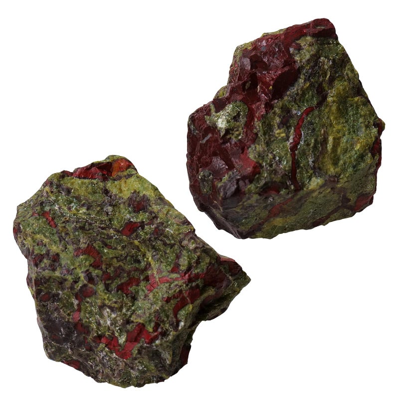 Apengshi Natural Raw Dragon Blood Stone Crystal 2PCS Healing Rough Dragon Blood Stone Crystal for Meditation Chakra Balance Tumbling Polishing Fountain Garden Decor