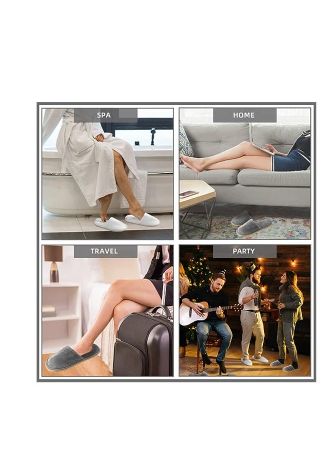 Tanyaz Disposable Slippers, 5 Pairs Closed Toe Spa Slippers Coral Fleece Washable Home Slippers for Women Men Guests Hotels House Slippers Housewarming Party Indoors Bathroom Traveling  - Image 2