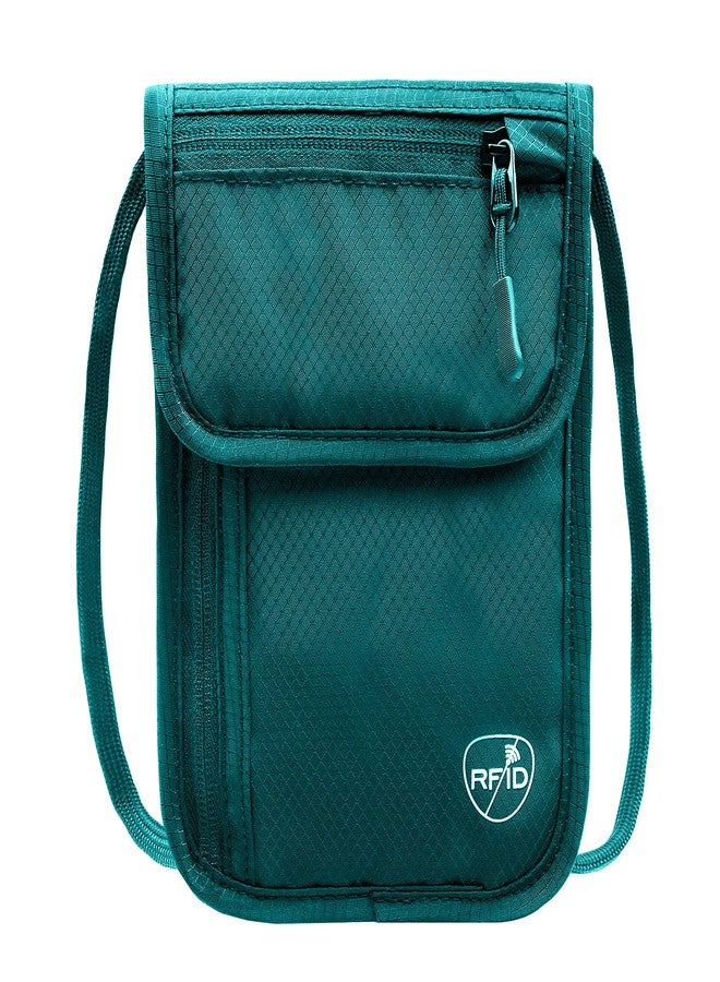 SUPACOOL Neck Wallet, RFID Blocking Passport Holder, Travel Pouch, Hidden Neck Pouch for Travel, Green - Image 1