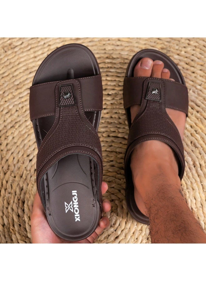 صندل رجالي بني كاجوال فاخر بتصميم عتيق - Image 5