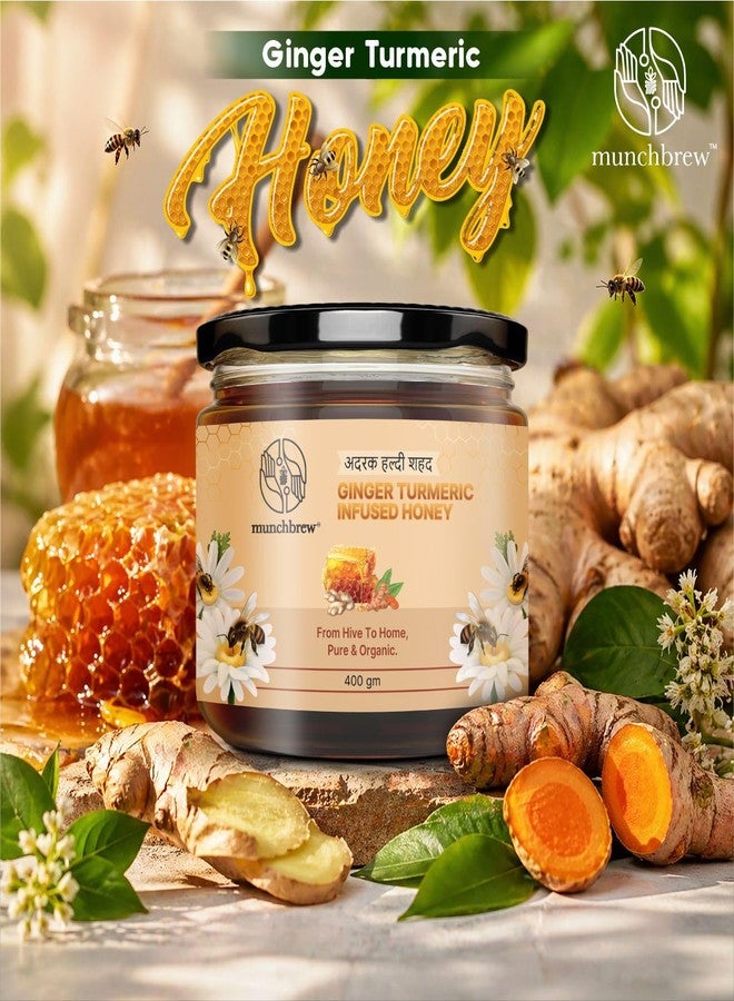 Munchbrew عسل مونشبرو بنكهة الزنجبيل والكركم 400 غرام | عسل بنكهة الزنجبيل والكركم | مُحلي طبيعي للشاي والحليب والطعام | عبوة زجاجية | مُحلي متعدد الاستخدامات - Image 4