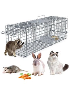 0TO1 TECH Large Live Animal Trap Cage, Small Animal Trap for Humane Catch & Release Foldable Cage, Durable Cat Trap Cage for Bobcat Squirrel Stray Cats Gopher Skunk Raccoon(95 * 34 * 32cm)  - Image 1