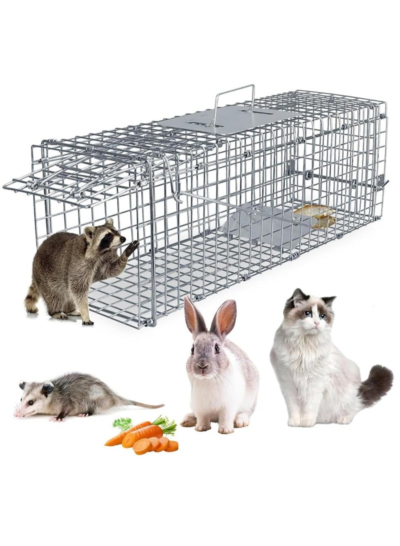 0TO1 TECH Large Live Animal Trap Cage, Small Animal Trap for Humane Catch & Release Foldable Cage, Durable Cat Trap Cage for Bobcat Squirrel Stray Cats Gopher Skunk Raccoon(95 * 34 * 32cm) - Image 1