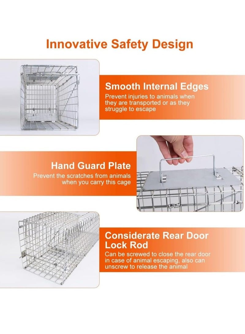 0TO1 TECH Large Live Animal Trap Cage, Small Animal Trap for Humane Catch & Release Foldable Cage, Durable Cat Trap Cage for Bobcat Squirrel Stray Cats Gopher Skunk Raccoon(95 * 34 * 32cm) - Image 2