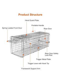 0TO1 TECH Large Live Animal Trap Cage, Small Animal Trap for Humane Catch & Release Foldable Cage, Durable Cat Trap Cage for Bobcat Squirrel Stray Cats Gopher Skunk Raccoon(95 * 34 * 32cm)  - Image 4