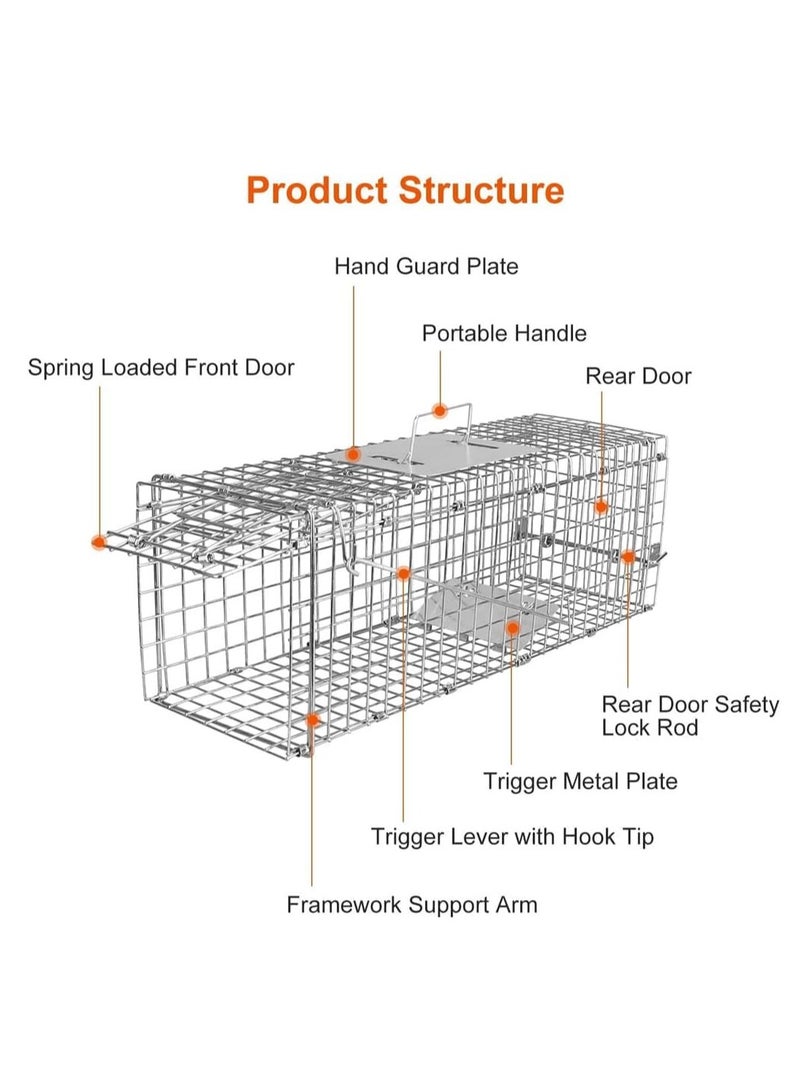 0TO1 TECH Large Live Animal Trap Cage, Small Animal Trap for Humane Catch & Release Foldable Cage, Durable Cat Trap Cage for Bobcat Squirrel Stray Cats Gopher Skunk Raccoon(95 * 34 * 32cm) - Image 4