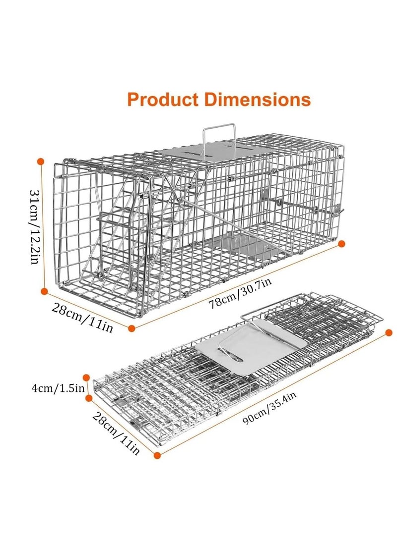 0TO1 TECH Large Live Animal Trap Cage, Small Animal Trap for Humane Catch & Release Foldable Cage, Durable Cat Trap Cage for Bobcat Squirrel Stray Cats Gopher Skunk Raccoon(95 * 34 * 32cm) - Image 5