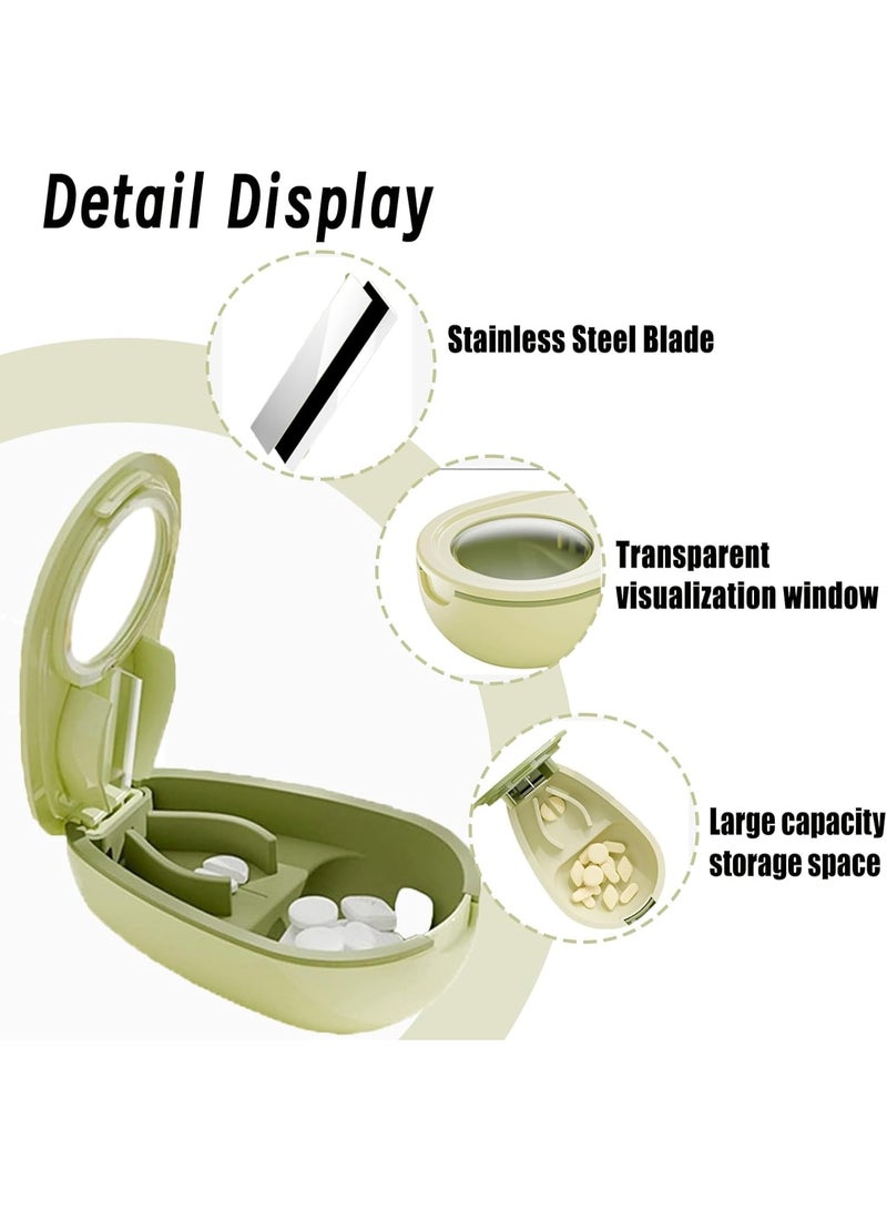 قاطع حبوب على شكل أفوكادو، مقسم أقراص دواء صغيرة وكبيرة، قطاعة حبوب دقيقة للجرعات، حبة نصفية وربع، قابلة لإعادة الاستخدام، تصميم آمن بمقبض مانع للانزلاق، شفرات من الفولاذ المقاوم للصدأ، خفيفة ومحمولة للمنزل والسفر – أخضر، 1 قطعة - Image 3