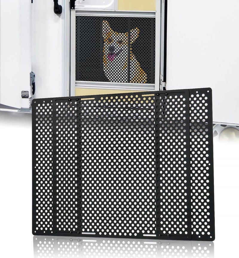 Aupar Aluminum Alloy RV Entry Screen Door Grille Adjusts from 22 315 Adjustable RV Door Screen Protector Black