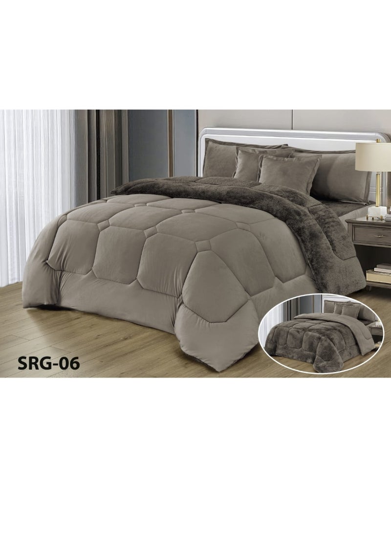 Moon Double-sided winter Comforter, velvet side, faux fur side, fits a 200x120 bed - 4-piece Comforter set (1 Comforter + 1 mattress protector + 2 decorative pillowcases) - Image 5