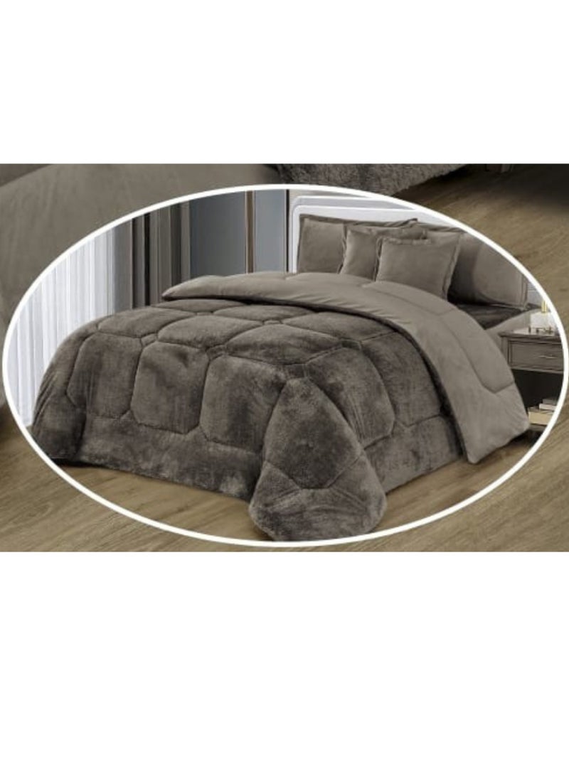 Moon Double-sided winter Comforter, velvet side, faux fur side, fits a 200x120 bed - 4-piece Comforter set (1 Comforter + 1 mattress protector + 2 decorative pillowcases) - Image 4