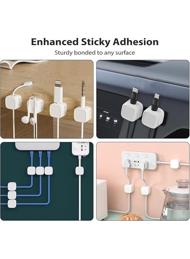H.F.J HFJ 6-Pack Adhesive Cable Organizer – Charger and Cord Management Clips for Home, Office, Wall, Desktop, and Nightstand. Ideal for Power Cords, USB Cables, TV Wires, and PC Accessories. (WHITE) - Image 2