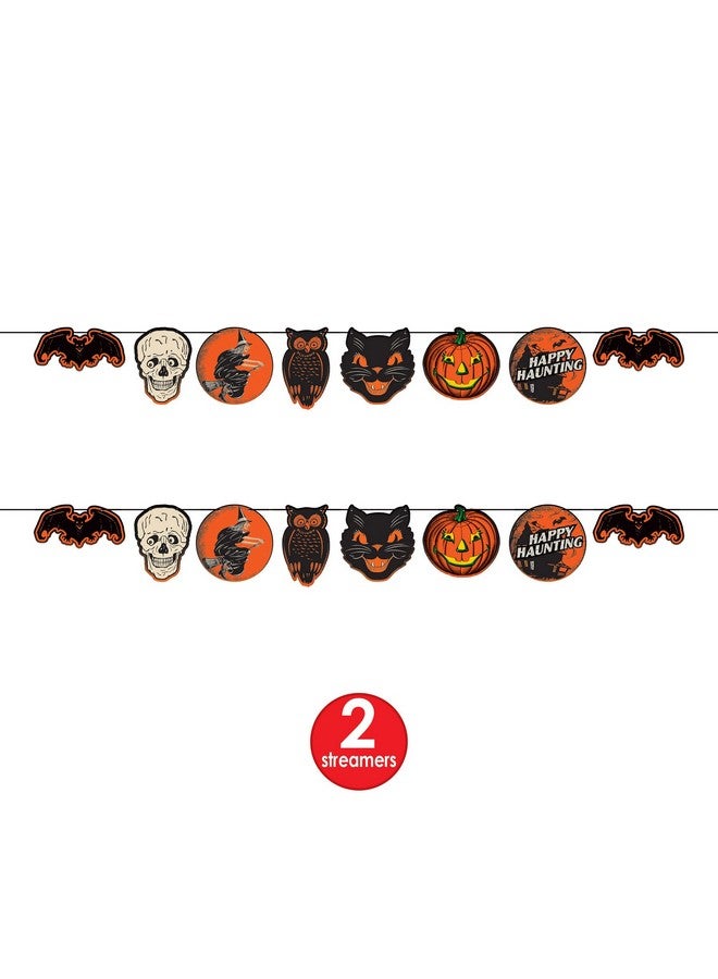 Beistle 2 Piece Retro Vintage Halloween Banners Spooky Decorations for Home and Office, 8" x 6', Black/Orange/Off-White/Green/Yellow - Image 3