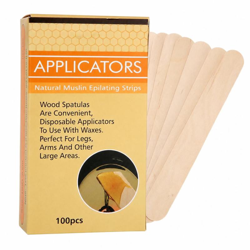 LIDDY Hair Removal Wax Sticks 100 Pcs: Nontoxic Wood Material - Large Area Applicator for Legs, Arms At-Home Waxing & Mask Application - Image 1