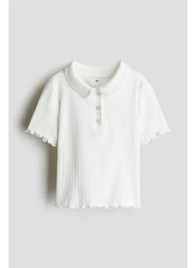 H&M Ribbed pointelle jersey top
