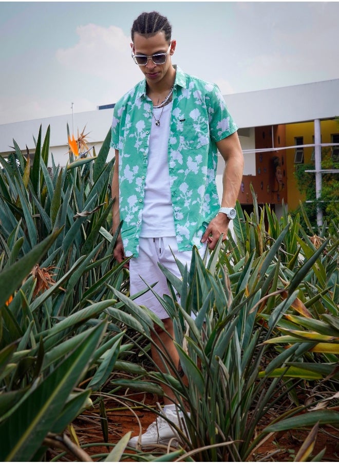 The Indian Garage Co Men Slim Fit Floral Printed Half Sleeves Spread Collar Resort Wear Shirt  - Image 5