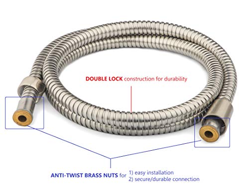 Ana Bath 5-Inch Anti-Clog High Pressure LARGE Dual Shower Head with Handheld Spray - 5 Unique Spray Modes/BRASS CONNECTOR/5 Ft Stainless Steel Hose/Spot Resist Brushed Nickel - Image 5