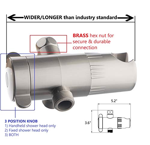 Ana Bath 5-Inch Anti-Clog High Pressure LARGE Dual Shower Head with Handheld Spray - 5 Unique Spray Modes/BRASS CONNECTOR/5 Ft Stainless Steel Hose/Spot Resist Brushed Nickel - Image 4