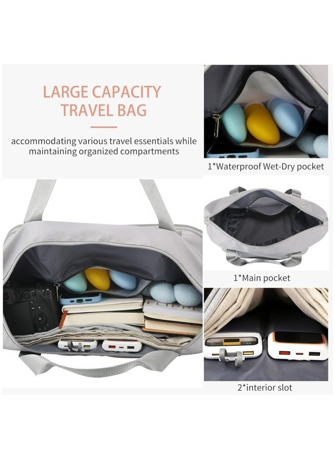 GGEROU - Travel Duffle Bag with Wheels, Expandable Foldable Duffle Bag, Rolling Luggage bag Carry on Duffel Bag, Shoulder Weekender Overnight Bag , Grey - Image 1