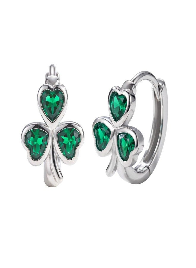 HighSpark St. Patrick's Day Earrings for Women | Green Shamrock Huggie Hoop Earrings | Irish Jewelry - Lovely Gift - Image 1