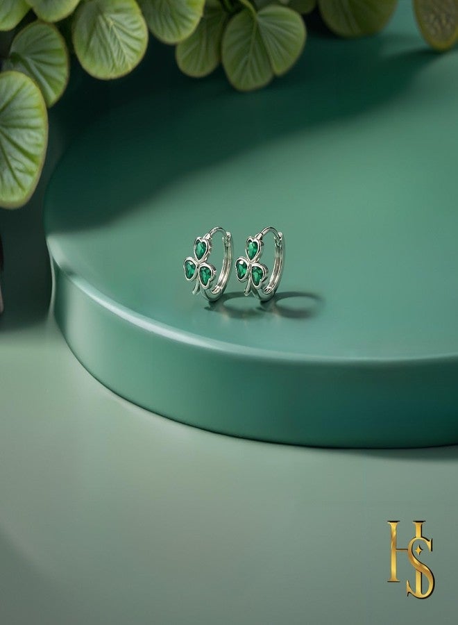 HighSpark St. Patrick's Day Earrings for Women | Green Shamrock Huggie Hoop Earrings | Irish Jewelry - Lovely Gift - Image 5